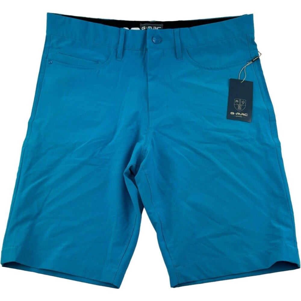 NWT G-Mac Blue Danube Tech Polyster Spandex Shorts Mens Size 32X10